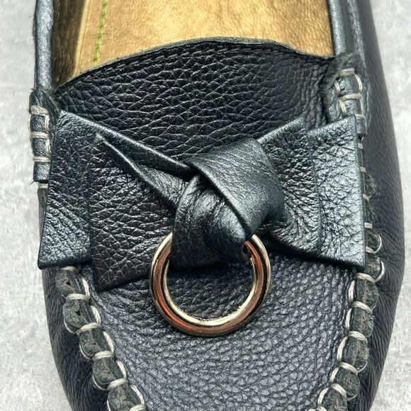 NWB Anne Klein Navy Blue Pebbled Leather Loafer Size 7.5 M Wedge Slip On - Picture 9 of 16